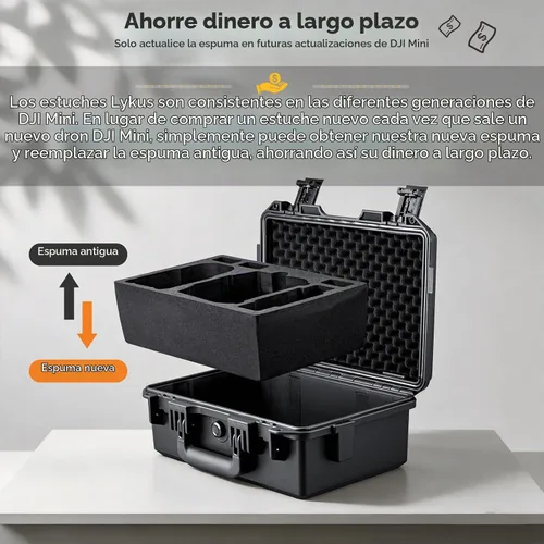 Vista 8 de Lykus Titan MM510 Funda rígida impermeable para DJI Mini 5 Pro y RC2/RC-N3, Soporta hasta 7 baterías [Solo funda]