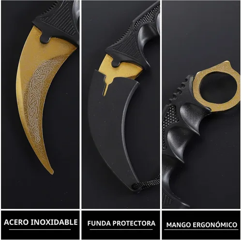 Vista 2 de Karambit - Cuchillo de entrenamiento de práctica de acero inoxidable con funda para principiantes, herramienta de entrenamiento 100% segura