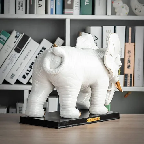 Vista 5 de Estatua china feng shui estatua de elefante de cerámica estatua de elefante Lucky Feng Shui Decoración Elefante Apertura Elefantes Animales Figurita