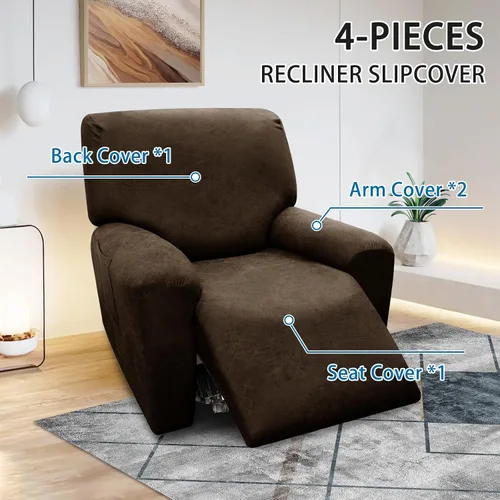 Vista 213 de Fundas para Sillón de 2 Piezas con Cojín en T, Fundas de Aspecto de Cuero para Sofá, Fundas para Sillas, Protector de Muebles Elástico, Funda