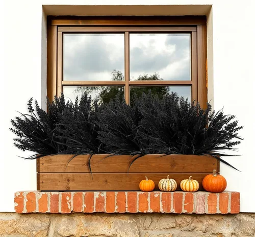 Vista 5 de RECUTMS Flores falsas negras otoño al aire libre vegetación decoración de Negro