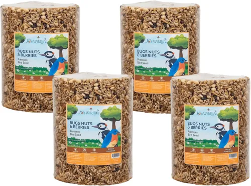 Vista 9 de JCs Wildlife Bugs Nuts and Berries - Cilindro grande de semillas de aves con agujero, cero relleno para comederos exteriores, llaves de pájaros