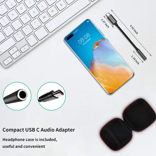 Vista 4 de COOYA Adaptador de audio USB C a 0.1 in para Samsung S25 Ultra S24 S23 A54 S22 OnePlus 13 12 Adaptador de auriculares USB C a Aux Dongle Conector