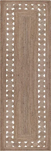 Vista 13 de Chindi - Alfombra de yute de algodón de 2 x 6 pulgadas, diseño de código de capa multicolor, gruesa de 0.27 pulgadas, alfombra trenzada de tejido