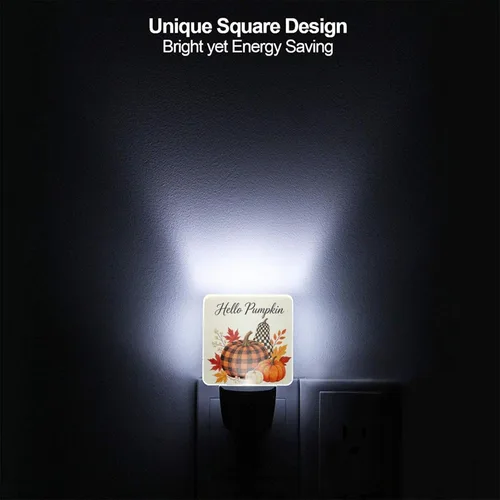 Vista 4 de Calabazas con girasoles de arce LED enchufable luz nocturna 2 unidades, luces nocturnas con sensor automático, juego de 2 para dormitorio, baño