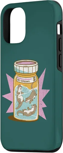 Vista 2 de iPhone 15 Anti Depresivo Botella de Nutrias Divertido Lindo Kawaii Sea Ocean Case