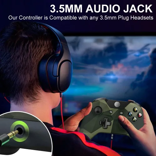 Vista 6 de ADHJIE Xbox One Controller,Compatible with Wireless Xbox One Controller,Wireless Xbox Controller with 3.5mm Audio Headphone Jack for Xbox OneXbox
