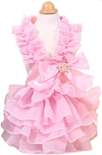 Vista 13 de Moda Vestido de Princesa de Encaje para Perro Cachorro Dulce para Perro EXTRAL Pequeño y Pequeño A-Negro XX-Pequeño