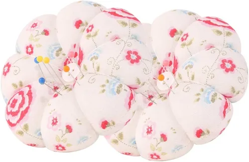 Vista 2 de NEOVIVA Pinc para coser con pulsera, bonito cojín de muñeca para costura diaria, estilo calabaza, paquete de 2, prisma floral rosa