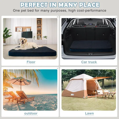 Vista 7 de Cama para perros extragrandes, colchón ortopédico de espuma Jumbo XL para perro, cama de dormir para mascotas de 47 pulgadas, parte inferior Gris