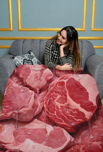Vista 5 de Manta de carne de res - Regalos para los amantes de la carne de res 30" x 40