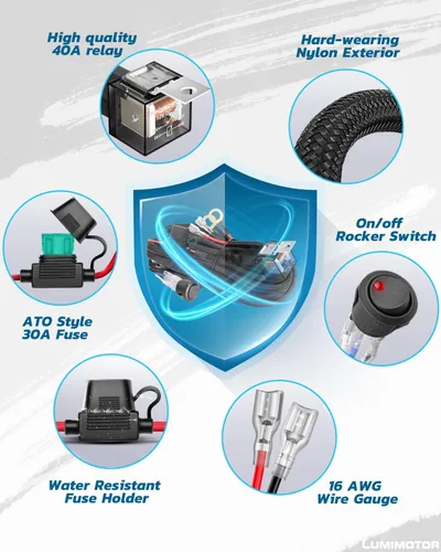 Vista 3 de Arnés de cableado de 1 conductor, barra de luz LED, kit de arnés de cableado con interruptor de roca para luces antiniebla LED, barra de luz LED