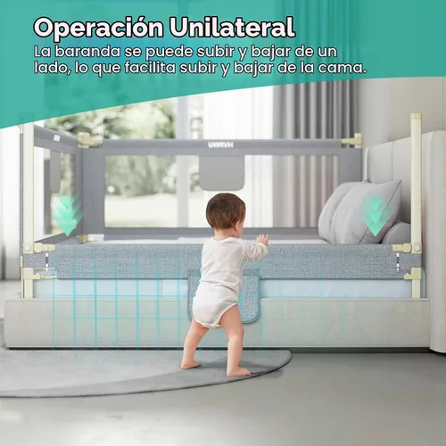 Vista 6 de Barandilla de cama para niños pequeños, protector de cama de 59