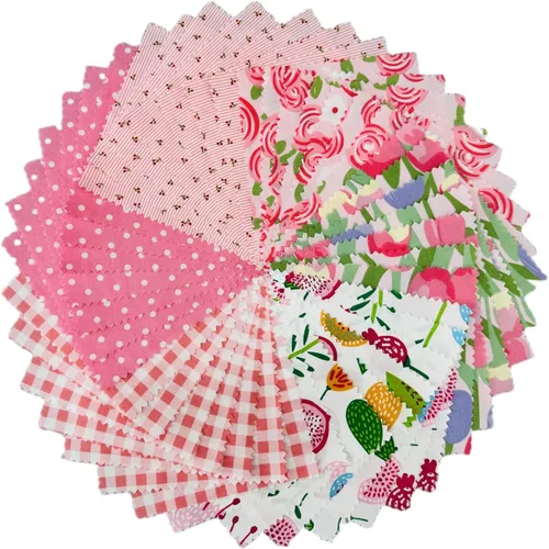 Vista 10 de DMFR - Paquetes de dijes verdes primaverales para acolchar de 5 pulgadas, 42 unidades, cuadrados de tela 100% algodón de 5 x 5, cuadrados