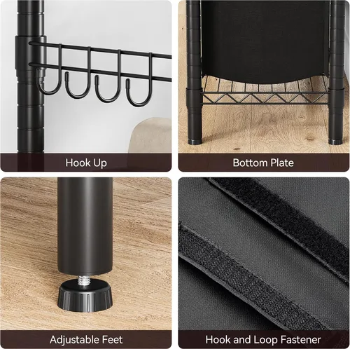 Vista 6 de GAOMON Cesta de lavandería, organizador multifuncional para lavandería, clasificador de lavandería con bolsas extraíbles y asas reforzadas, estante