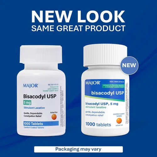 Vista 3 de MAJOR Bisacodyl 5 mg - Laxante estimulante revestido cómodo para aliviar el estreñimiento suave, confiable y - 1000 tabletas (paquete de 1)