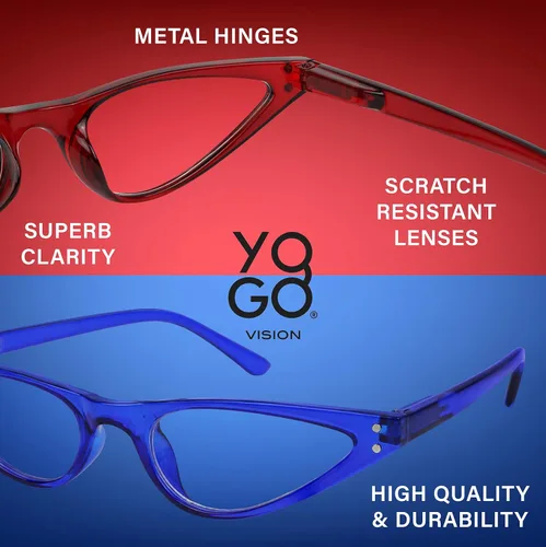 Vista 5 de Yogo Vision Reading Glasses Blue Light Blocking Small Cateye Glasses for Women Readers Anti Glare Eyeglasses 5pk