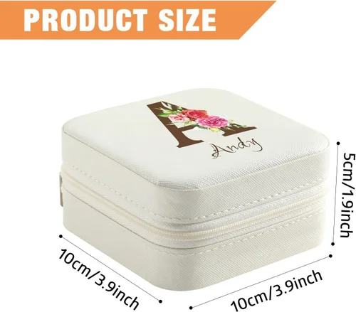 Vista 5 de Caja organizadora de joyas personalizada, joyero de viaje portátil con letras y nombre para regalos de cumpleaños, San Valentín, Acción de Gracias