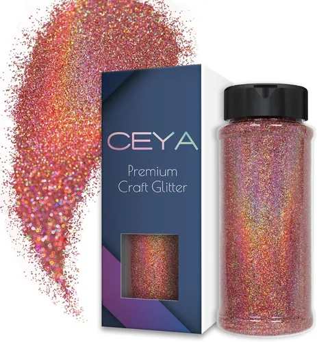 Vista 24 de Ceya - Polvo de purpurina holográfica ultra fina, 1.1 LB/17.63 OZ, color negro láser, 1/128' 0.008' 0.2mm, en masa para manualidades, resina, vasos
