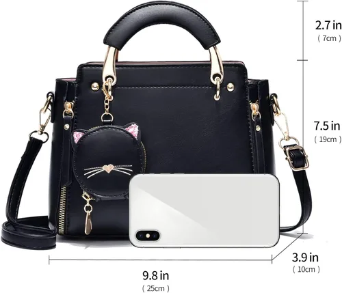 Vista 3 de XIAOYU Monederos y bolsos de moda para mujer, de cuero, con asa superior, bolsos de hombro pequeños