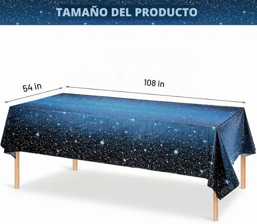 Vista 2 de 1 mantel espacial de noche estrellada, decoración de mesa de galaxia de plástico, suministros de fiesta temática de estrellas espaciales