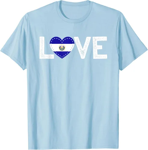 Vista 65 de Camiseta de regalo con la bandera de El Salvador LOVE, Negro, S
