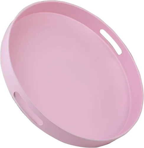 Vista 13 de Bandeja azul para mesa de café, bandeja decorativa rectangular de plástico con asas para entretenimiento, patio al aire libre, sala de estar
