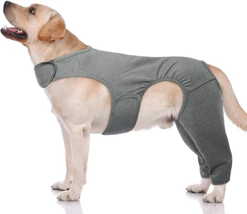 Vista 18 de ROZKITCH Manga para Perro para Patas Traseras, Manga para Mascotas para Evitar que el Perro Lame Heridas, Protector de Codo, Traje de Recuperación