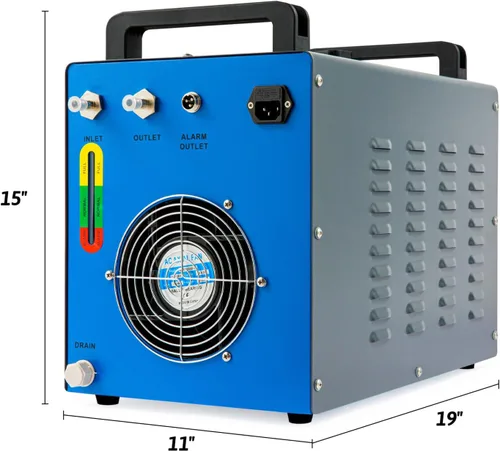 Vista 2 de OMTECH Enfriador de agua industrial de 9L 2.6gpm Sistema de enfriamiento de agua CW-3000 Enfriador de agua para 40W K40 CO2 grabado láser y máquinas