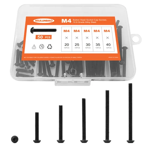 Vista 10 de Tornillos de cabeza de botón M3 x 6 mm, 8 mm, 10 mm, 12 mm, 16 mm, tornillos de cabeza de botón, acero de aleación de grado 10.9, acabado de óxido