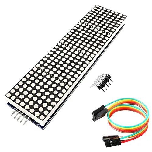 Vista 3 de Pantalla de matriz de puntos FC16 4 en 1 32x8 con chip MAX7219 - Compatible con Arduino, ESP32, ESP8266, Raspberry Pi, MicroPython - Módulo