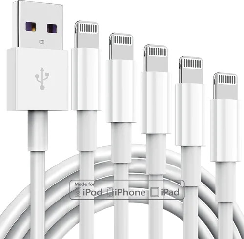 Vista 10 de Paquete de 3 cables de carga de 3 pies con certificación MFi de Apple, cable Lightning a USB de 3 pies, carga rápida de 2.4 A, cargadores