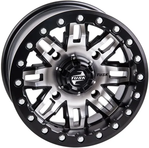Vista 5 de Paquete de 2 ruedas Tusk Teton Beadlock 4/156 14x7 5.0 + 2.0 mecanizadas/negras para POLARIS RANGER CREW Diesel 2012-2018