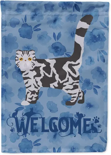 Vista 269 de Caroline's Treasures CK4813CHF - Bandera de bienvenida con gato abisinio azul, manga grande, para porche, para colgar en la pared, poliéster