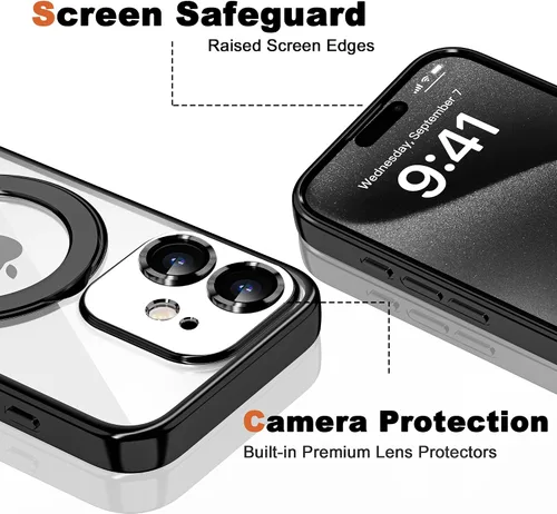 Vista 7 de Funda compatible con iPhone 12 con soporte de anillo magnético invisible [compatible con Mag-Safe] [Protector completo de lente de cámara] Funda