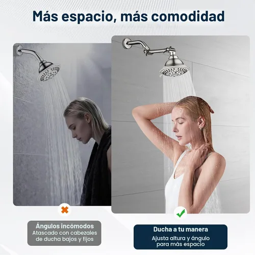 Vista 6 de BRIGHT SHOWERS Brazo extensor de ducha de latón para cabezal de ducha de lluvia y de mano, brazo de extensión de cabezal de ducha universal de 5