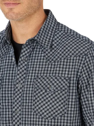 Vista 3 de Wrangler Camisa de manga larga retro de dos bolsillos para hombre