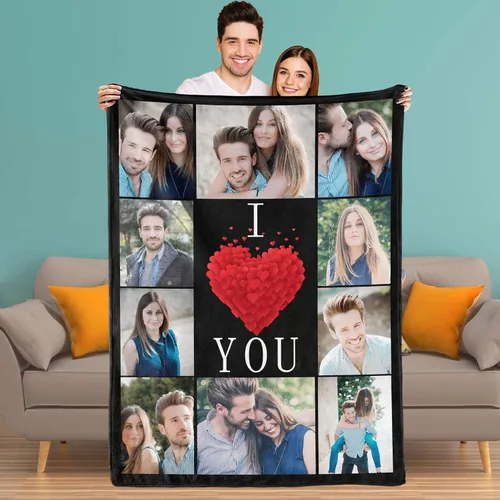 Vista 13 de Youltar Manta personalizada con fotos de texto, mantas personalizadas con imágenes para novia, parejas, marido, esposa, boda, utilizada como regalo