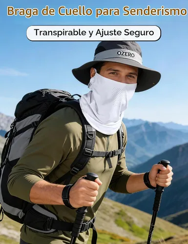 Vista 3 de OZERO Máscara facial para cuello, protección solar UV UPF 50+ para hombres Negro+Blanco