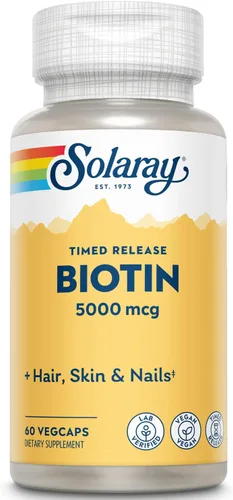 Vista 7 de SOLARAY Pastillas Biotin de 1000 mcg - Suplemento de biotina con vitamina A - Función nerviosa y apoyo de energía celular - Sabor natural de jugo