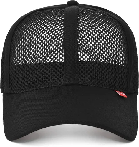 Vista 4 de FEICUI Men Mesh Trucker Baseball Cap Adjustable 6-Panel Hat Outdoor Sports Wear