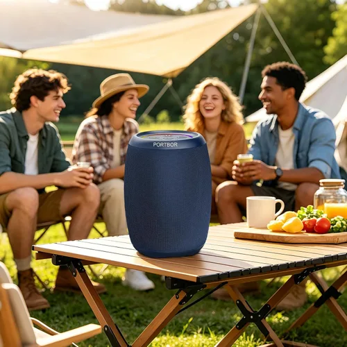 Vista 8 de Altavoz Bluetooth, altavoz inalámbrico portátil con sonido fuerte estéreo, BT5.3, IPX5 impermeable, emparejamiento TWS, para fiestas en casa al aire