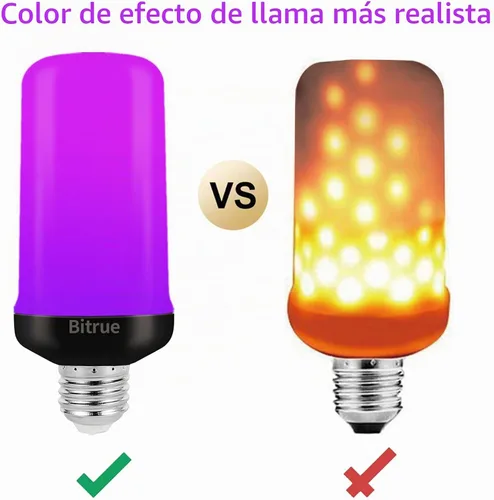 Vista 5 de Bitrue Bombillas LED de llama, 4 modos de luz con efecto de llama morada, bombilla de fuego con base E26 con sensor de gravedad, bombillas