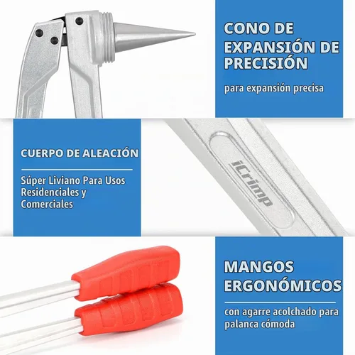 Vista 7 de iCrimp PEX - Herramienta expansora con cabezales de expansión de 1/2", 3/4", 1" para manguitos de expansión Uponor ProPex, cumple con la norma ASTM