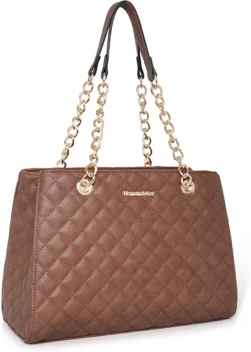 Vista 10 de Montana West Bolso Tote MEDIANO para Mujeres Acolchado con Cadena Bolsos de Mano Bolso de Hombro beige (040Beige)