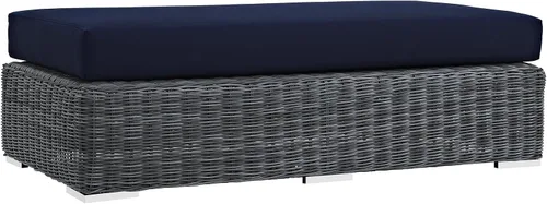 Vista 10 de Modway Summon - Otomana cuadrada de mimbre para patio al aire libre Sunbrella en lona toscana