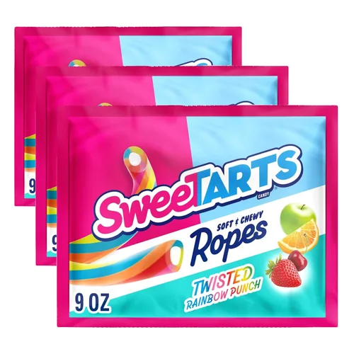 Vista 11 de SweeTARTS Soft & Chewy Ropes Candy, sabor a fresa picante, bolsa de 9 onzas