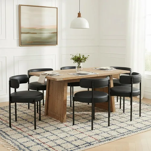 Vista 18 de Juego de 2 sillas de comedor Boucle, sillas de comedor beige con asiento tapizado y respaldo redondo, sillas de cocina modernas de mediados de siglo