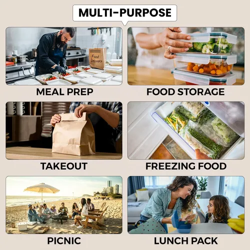 Vista 6 de Klex 12 onzas, 50 juegos de recipientes para preparar comidas con tapas herméticas, sin BPA, recipientes de plástico reutilizables para alimentos