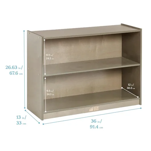 Vista 3 de ECR4Kids Gabinete de almacenamiento móvil de 2 estantes, muebles de aula, lavado gris